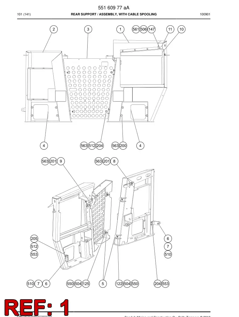 55160978 551 609 78 Rear support - Sandvik Technical Drawing