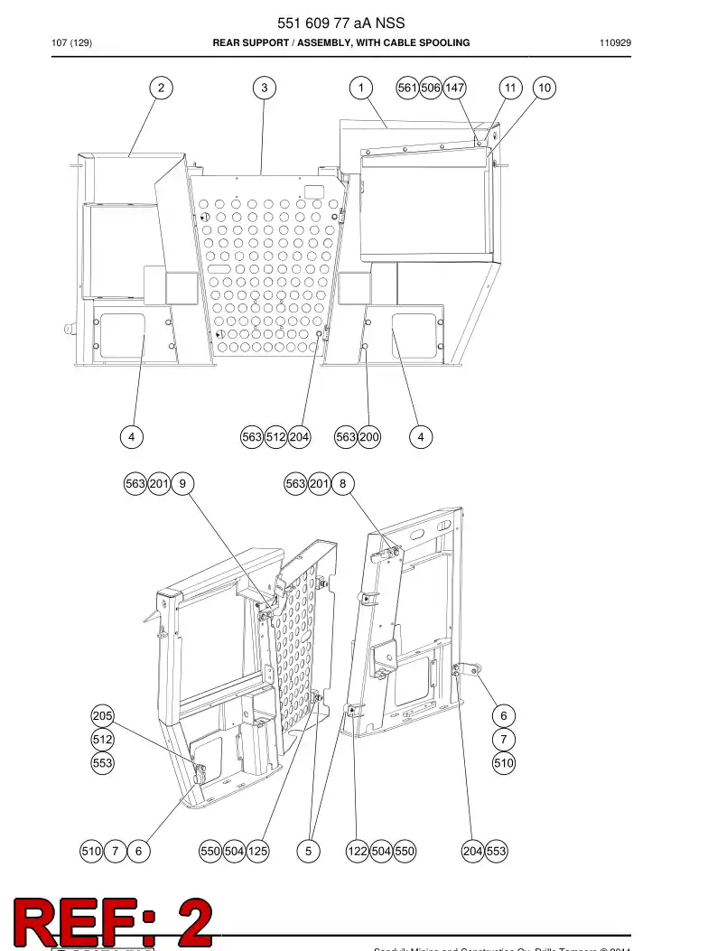 55160979 551 609 79 Rear support - Sandvik Technical Drawing