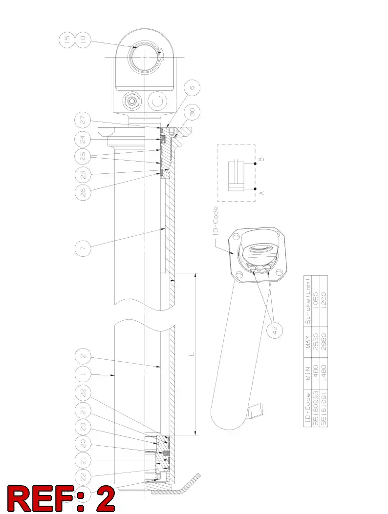 55160996 551 609 96 PISTON ROD ASSEMBLY - Sandvik Technical Drawing
