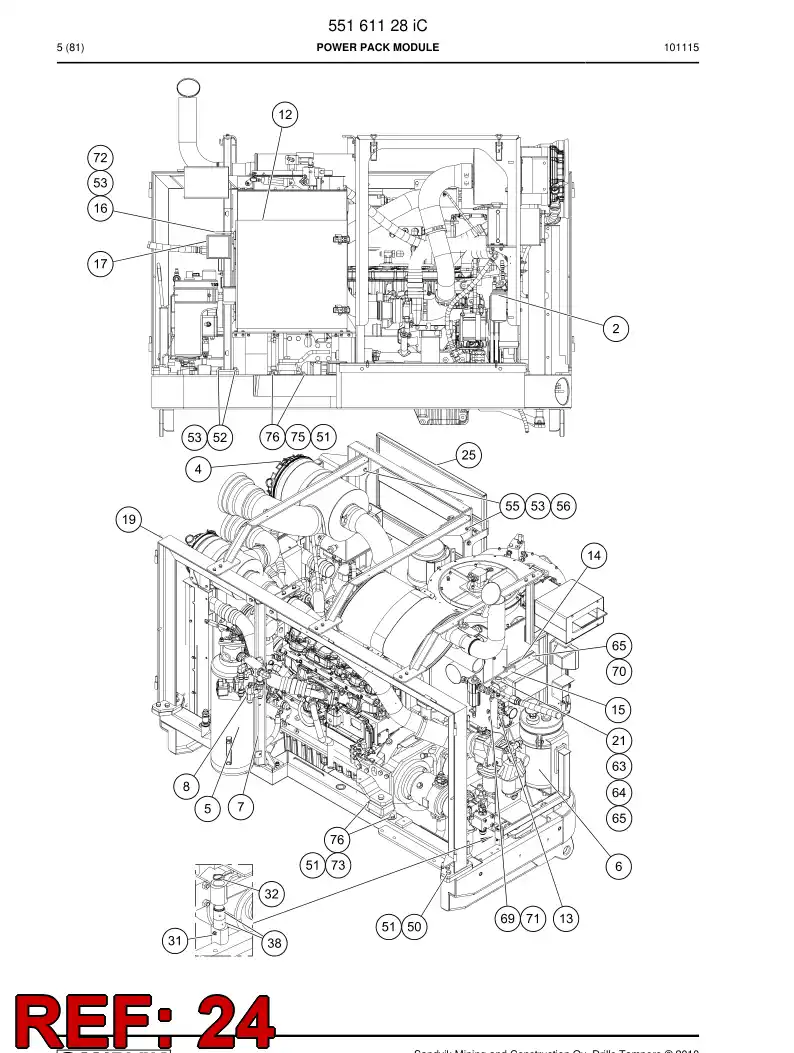 55161086 551 610 86 Plate, Backing - Sandvik Technical Drawing