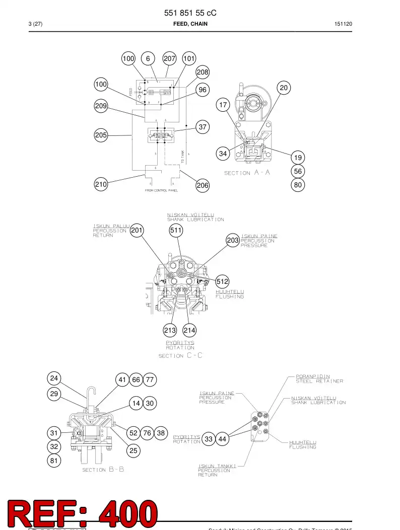 55161101c 551 611 01c Hose Set - Sandvik Technical Drawing