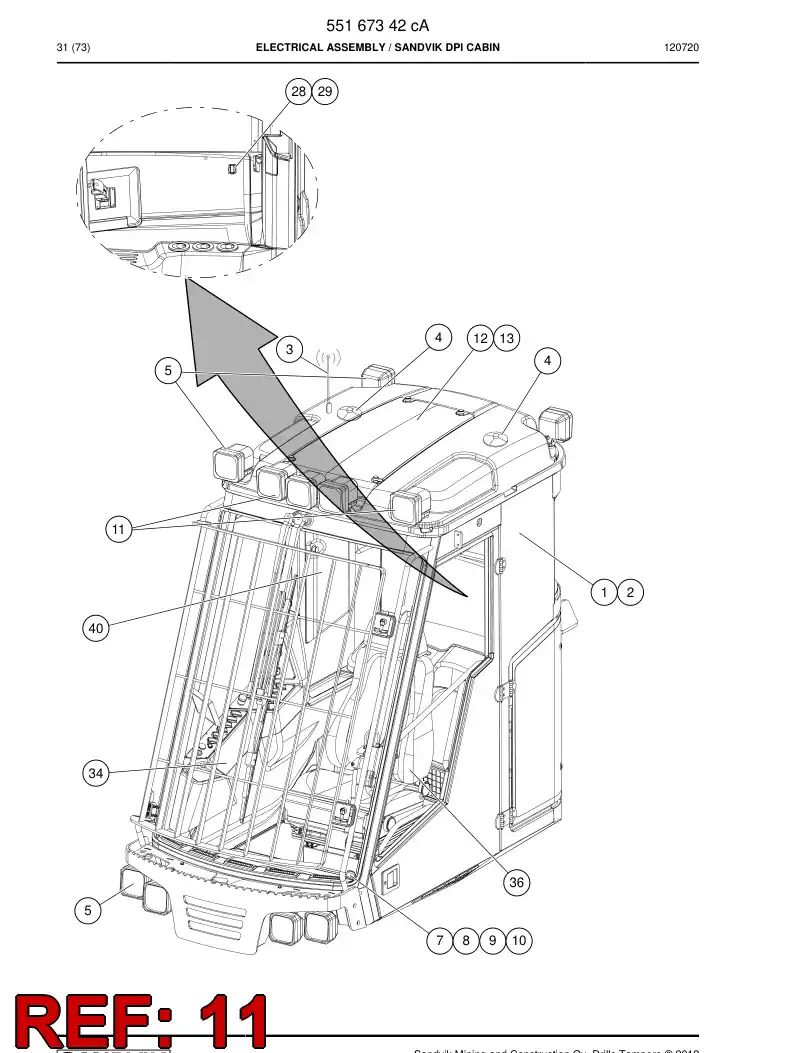 55161122a 551 611 22a Headlight - Sandvik Technical Drawing