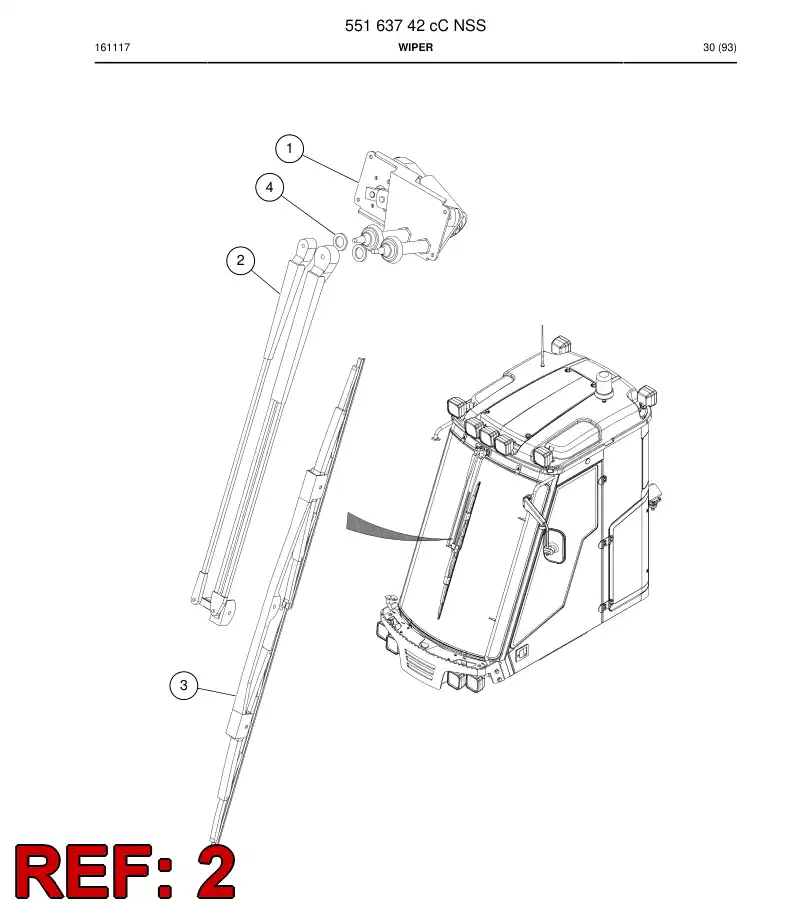 55161124b 551 611 24b Arm, Wiper - Sandvik Technical Drawing