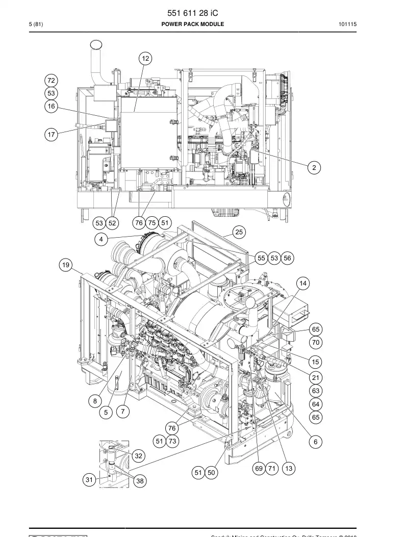 55161128l 551 611 28l POWER PACK MODULE - Sandvik Technical Drawing