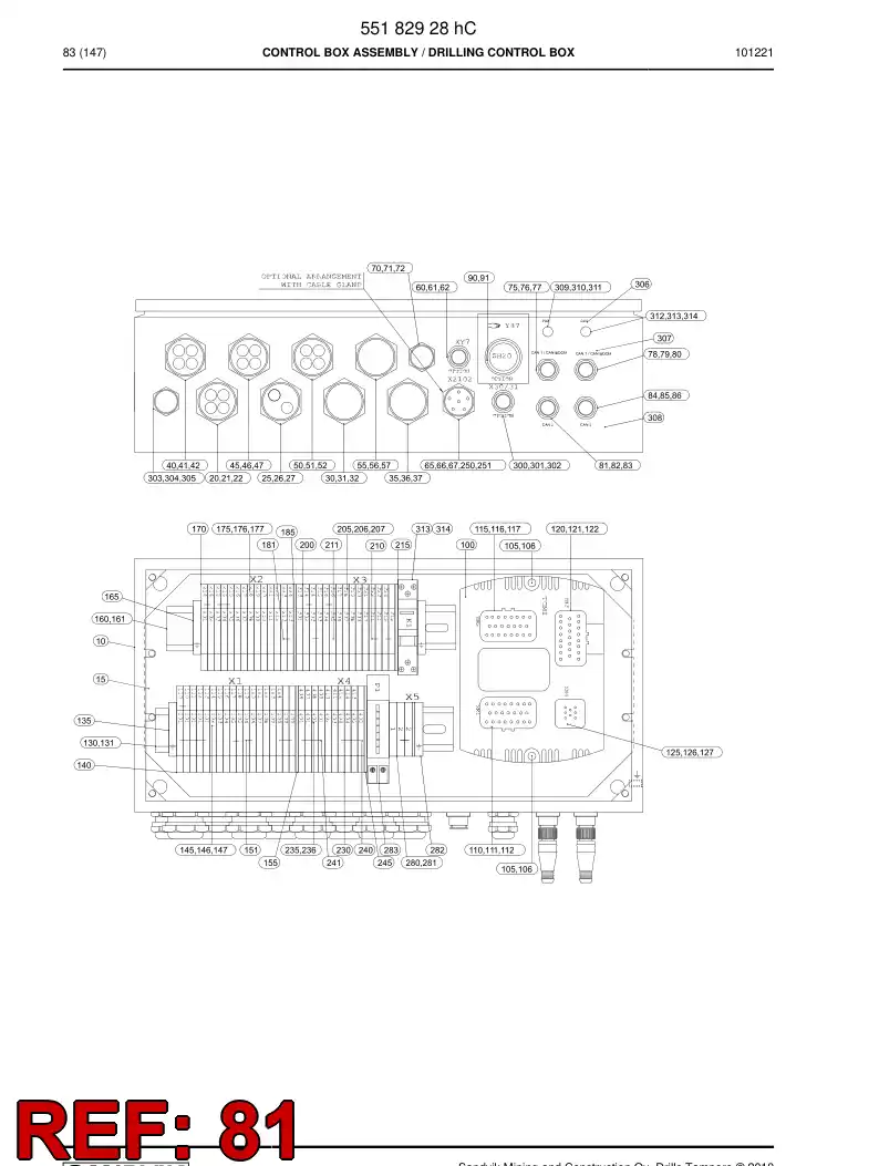 55161134 551 611 34 Pre-wired plug cable - Sandvik Technical Drawing