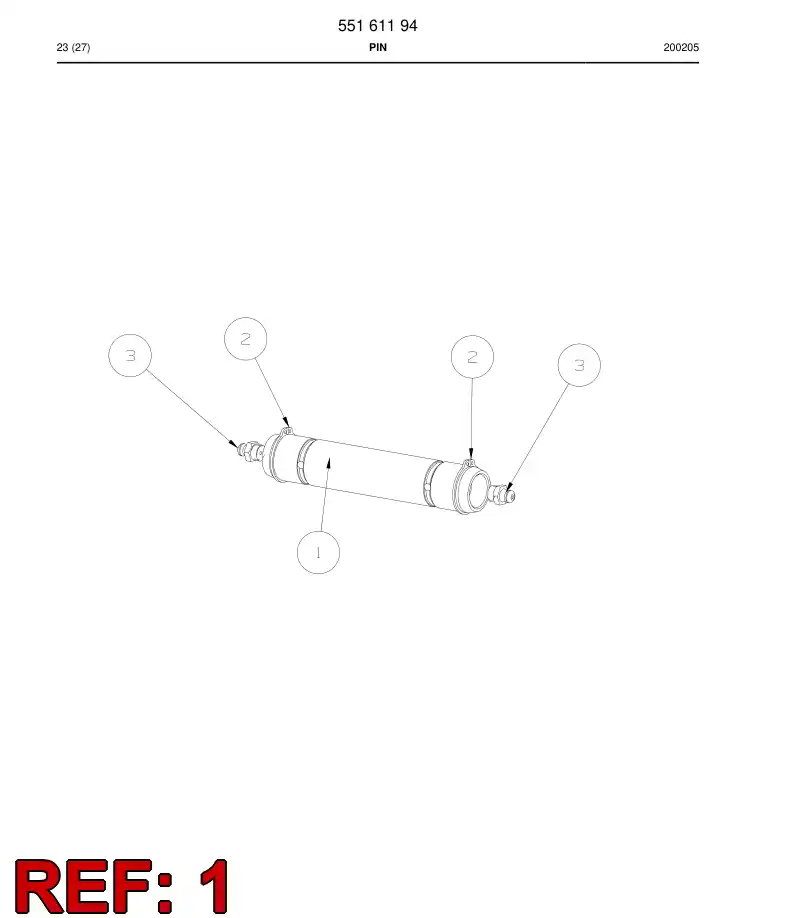 55161195 551 611 95 Pin - Sandvik Technical Drawing