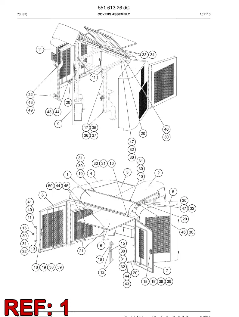 55161216 551 612 16 Cover assembly - Sandvik Technical Drawing