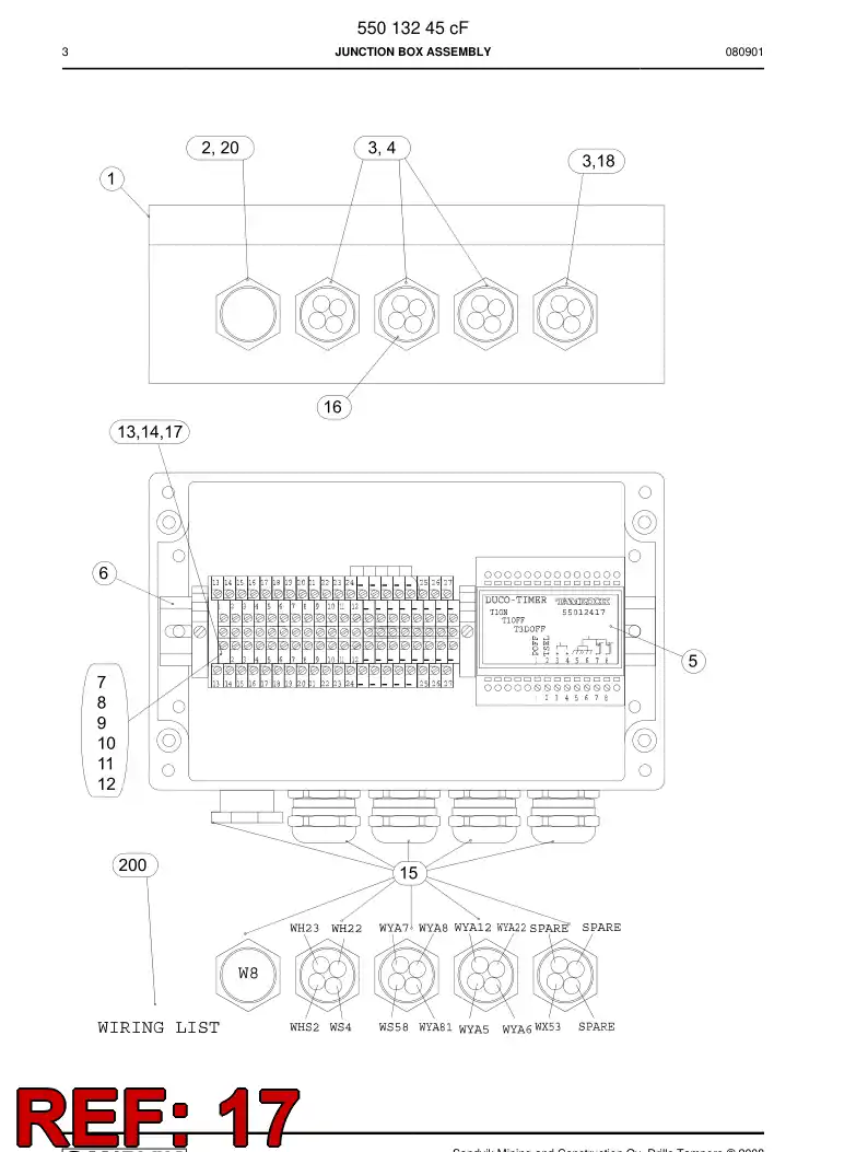 55161278 551 612 78 Terminal strip accessory - Sandvik Technical Drawing