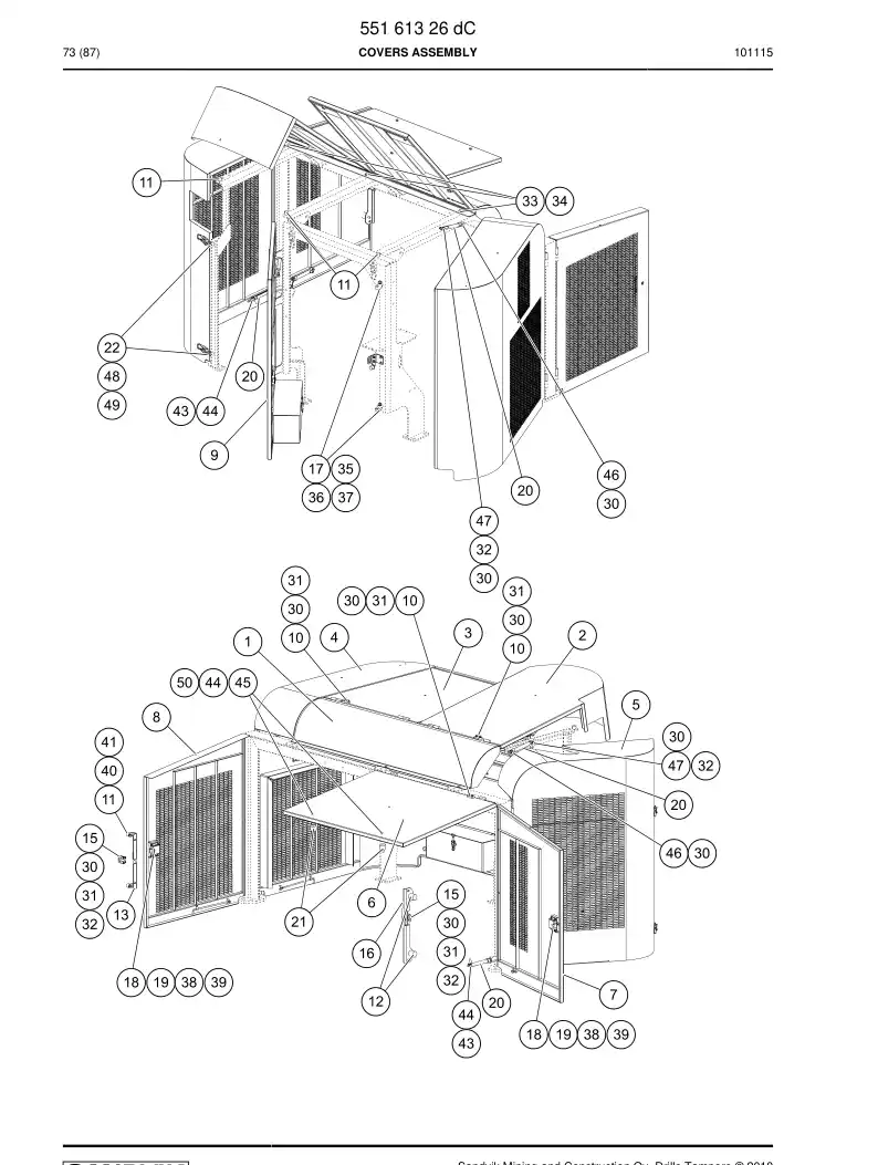 55161326c 551 613 26c COVERS ASSEMBLY - Sandvik Technical Drawing