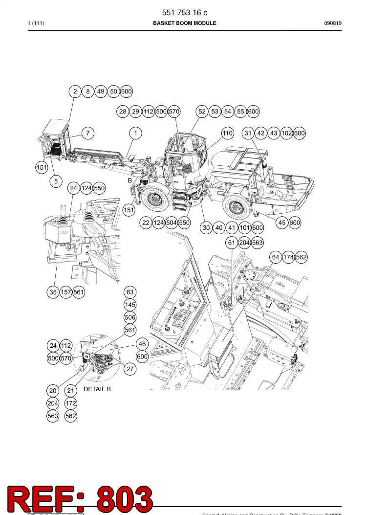 55161334a 551 613 34a Hosing - Sandvik Technical Drawing