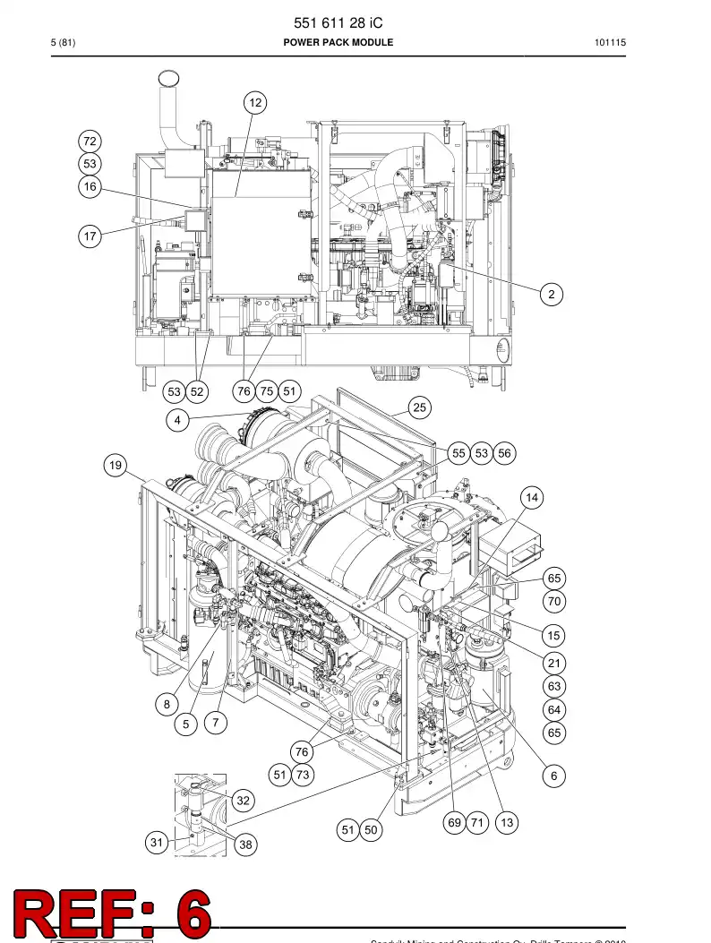 55161459a 551 614 59a Shank lubrication assembly - Sandvik Technical Drawing