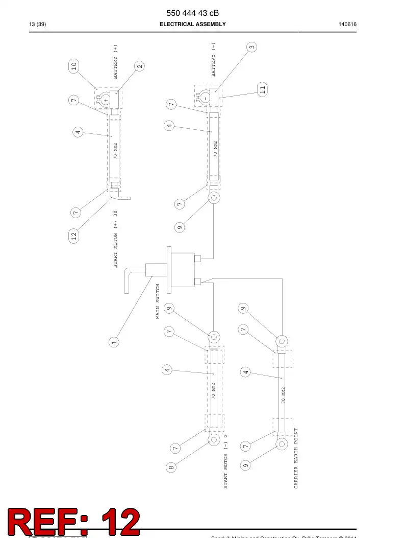 55161578 551 615 78 Terminal, Cable - Sandvik Technical Drawing