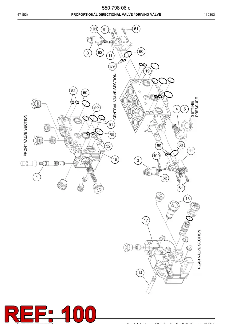 55161915a 551 619 15a Seal Kit - Sandvik Technical Drawing