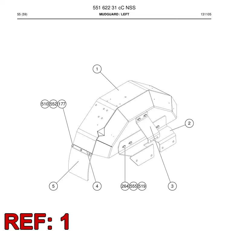 55162223 551 622 23 PROTECCIN, SALPICADURAS - Sandvik Technical Drawing