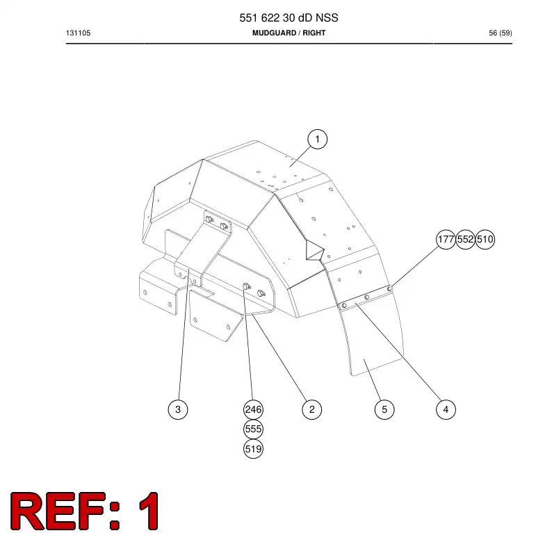 55162224 551 622 24 PROTECCIN, SALPICADURAS - Sandvik Technical Drawing