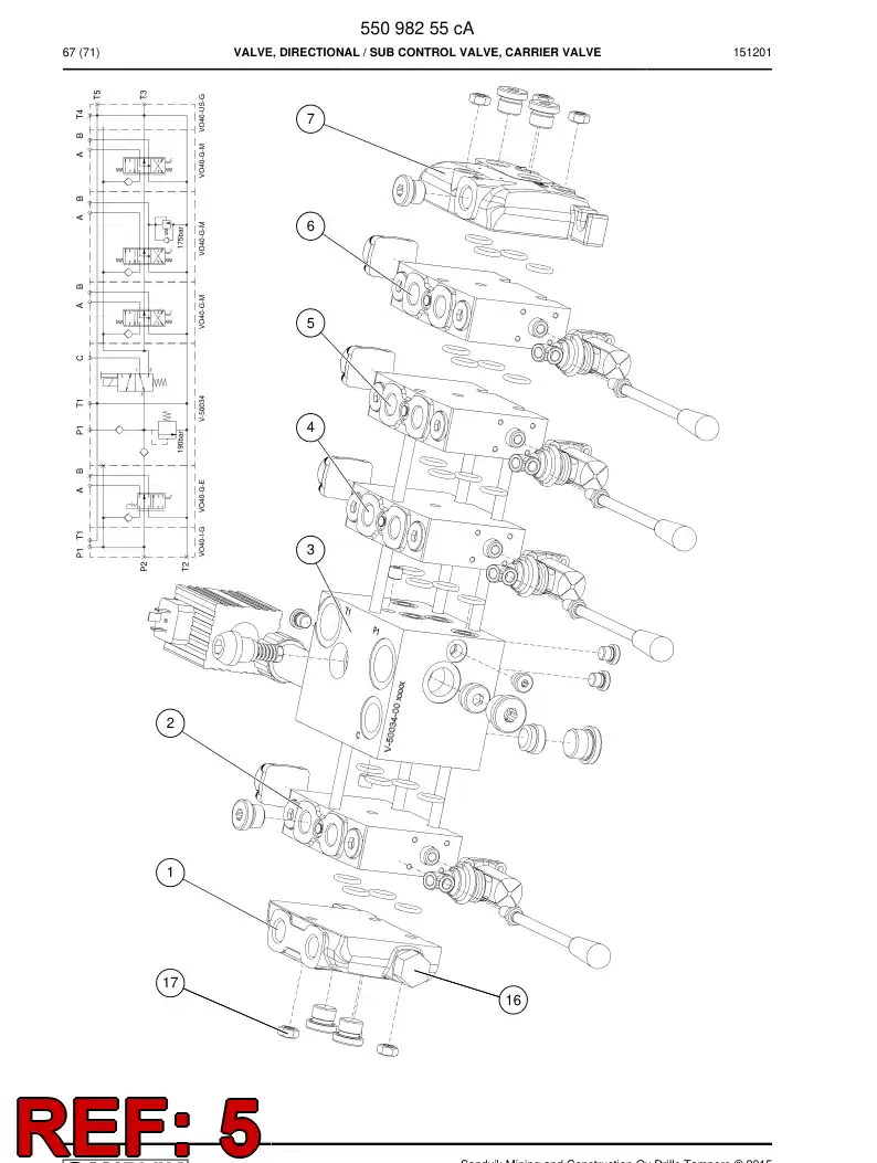 55162819 551 628 19 VALVE SECTION - Sandvik Technical Drawing