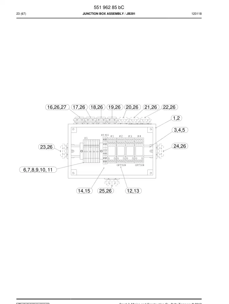55162985a 551 629 85a Wiring instruction - Sandvik Technical Drawing