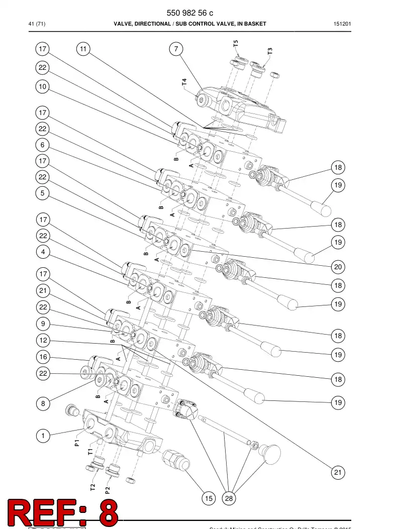 55162986 551 629 86 VALVE SECTION - Sandvik Technical Drawing