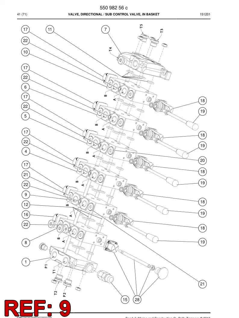 55162993 551 629 93 VALVE SECTION - Sandvik Technical Drawing