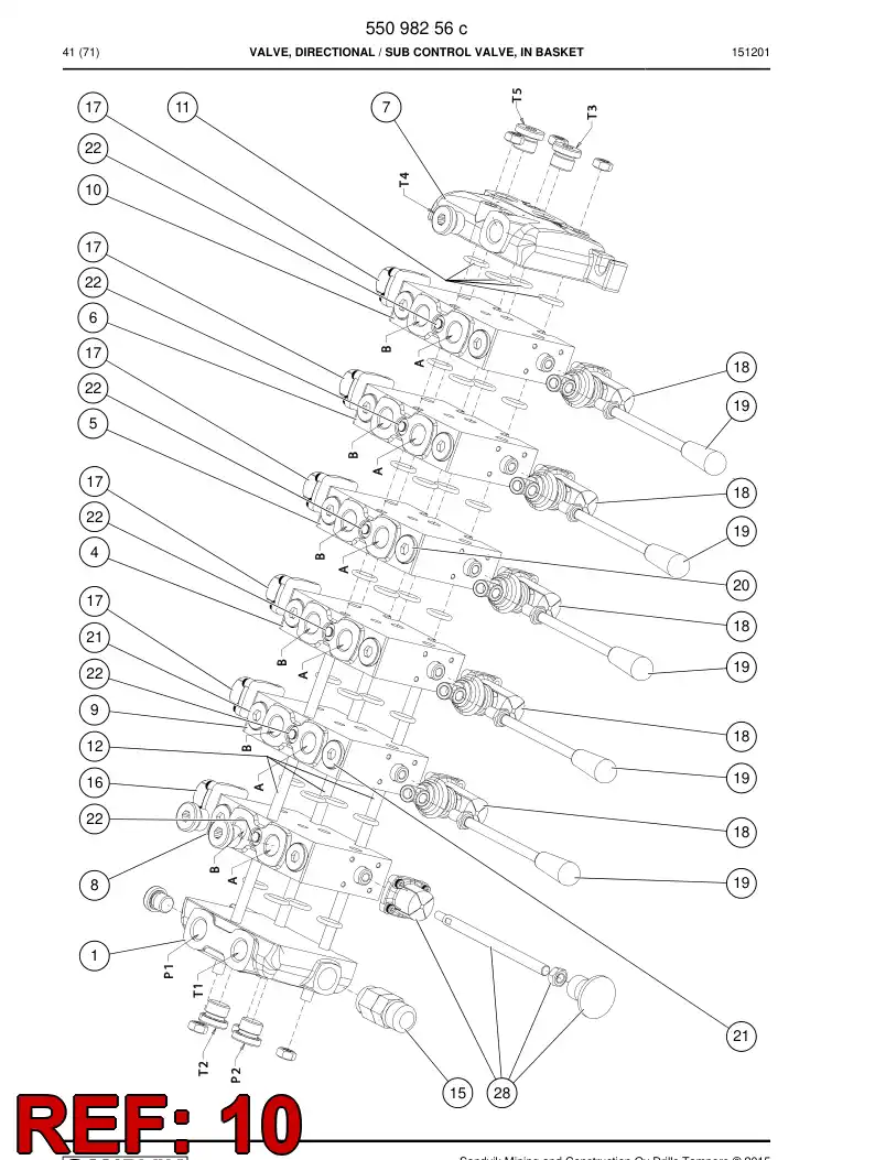 55162994 551 629 94 VALVE SECTION - Sandvik Technical Drawing