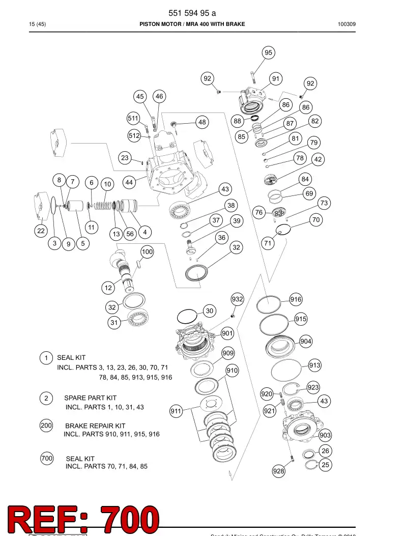 55163007a 551 630 07a Seal kit - Sandvik Technical Drawing