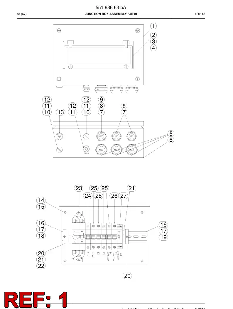 55163143 551 631 43 Enclosure, Stainless Steel - Sandvik Technical Drawing
