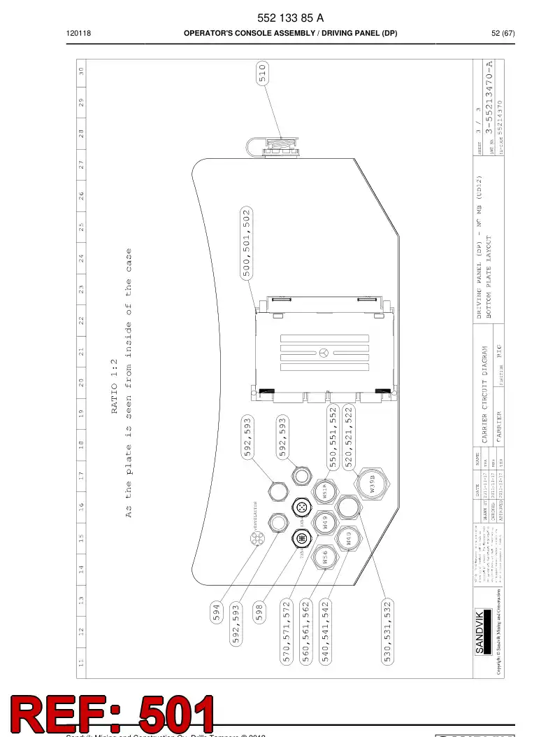 55163159 551 631 59 Wiring harness assembly - Sandvik Technical Drawing