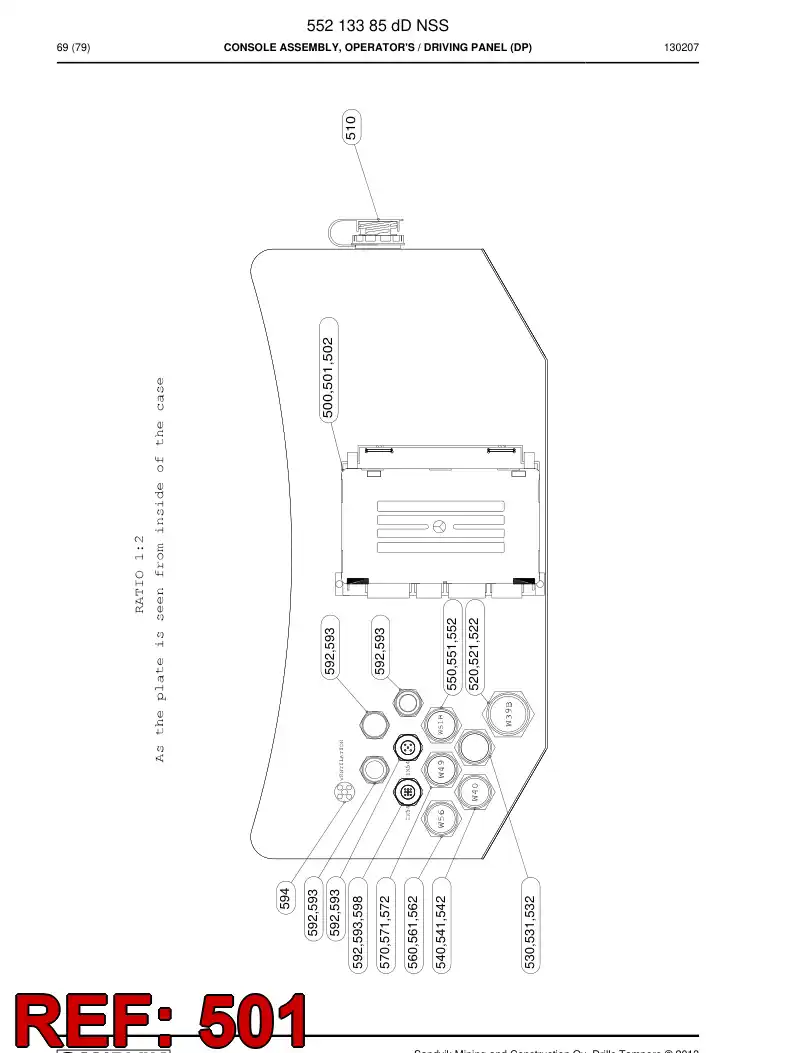 55163159a 551 631 59a Wiring Harness Assembly - Sandvik Technical Drawing