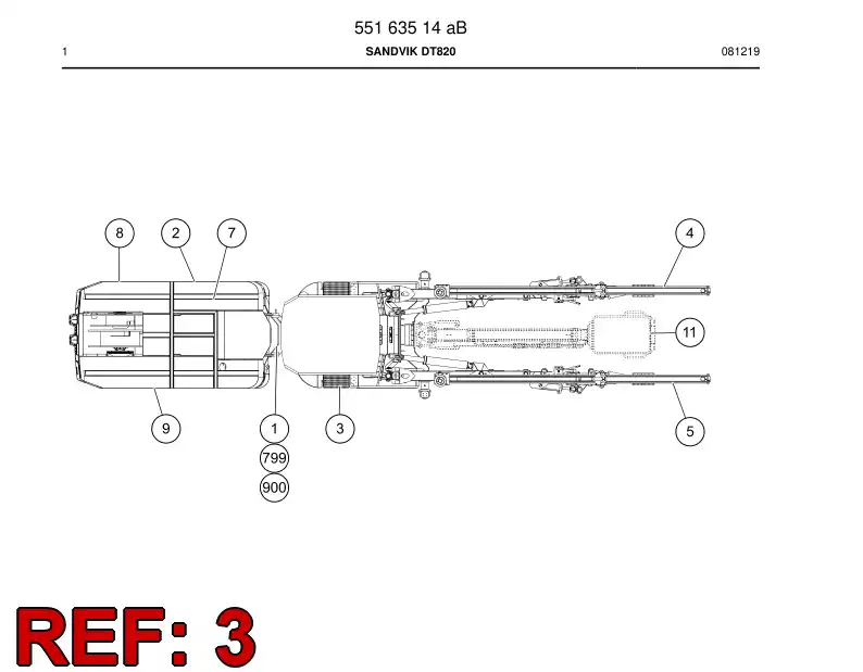 55163506b 551 635 06b Front end module - Sandvik Technical Drawing