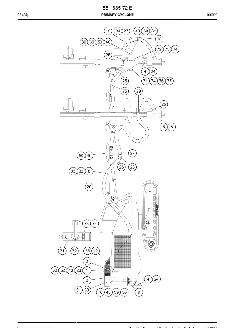 55163572 551 635 72 PRIMARY CYCLONE - Sandvik Technical Drawing