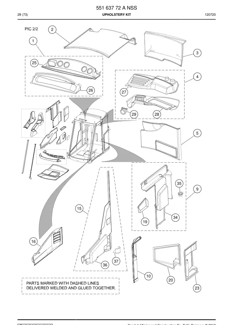 55163772 551 637 72 Upholstery kit - Sandvik Technical Drawing