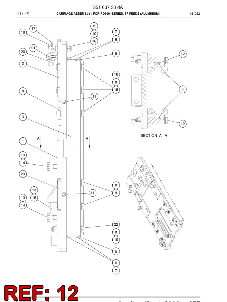 55163774c 551 637 74c Support - Sandvik Technical Drawing