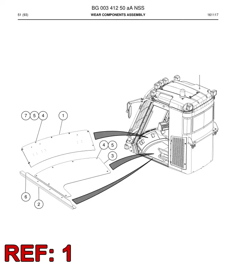 55163794 551 637 94 Plate, Wear - Sandvik Technical Drawing