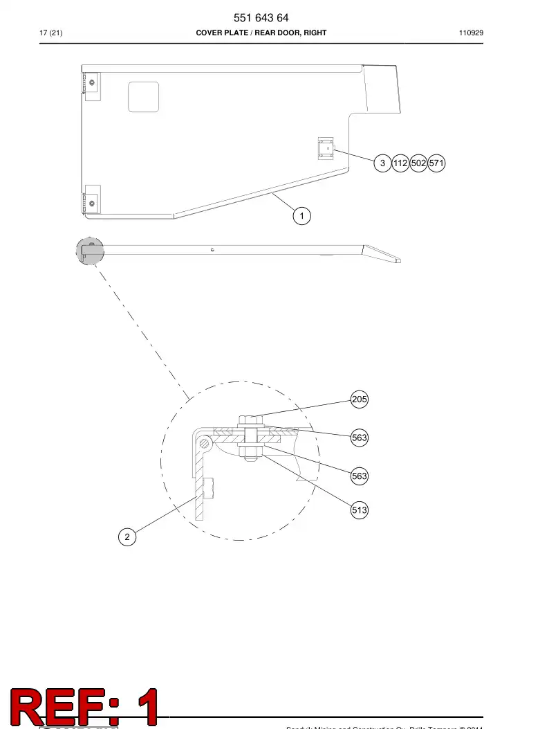 55164366 551 643 66 Cover plate - Sandvik Technical Drawing