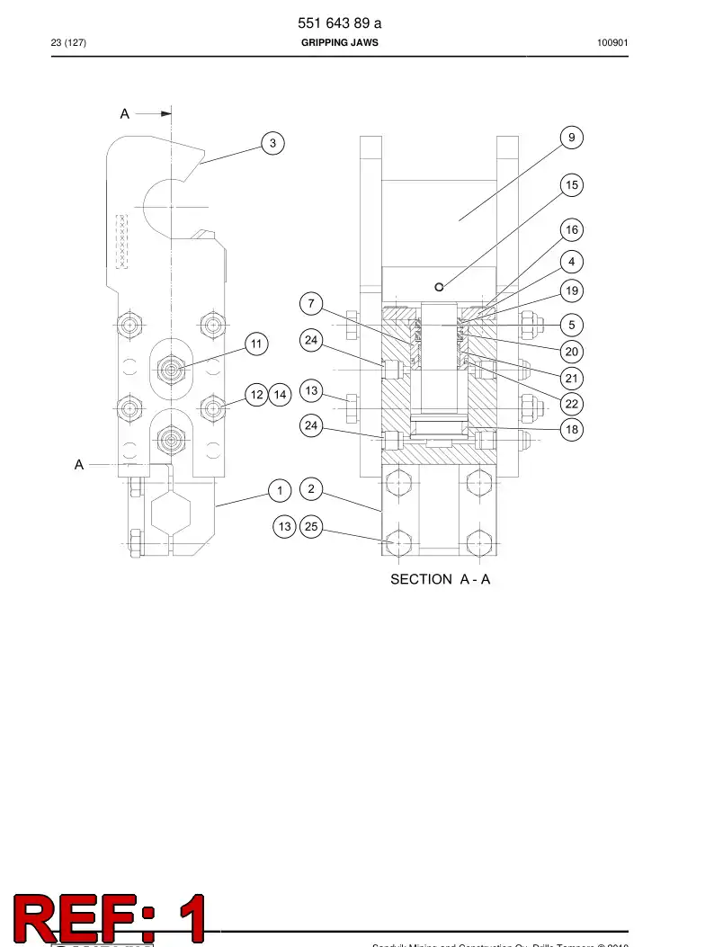 55164400 551 644 00 Cylinder - Sandvik Technical Drawing