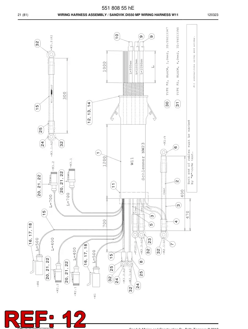 55164508a 551 645 08a Entry, Cable - Sandvik Technical Drawing