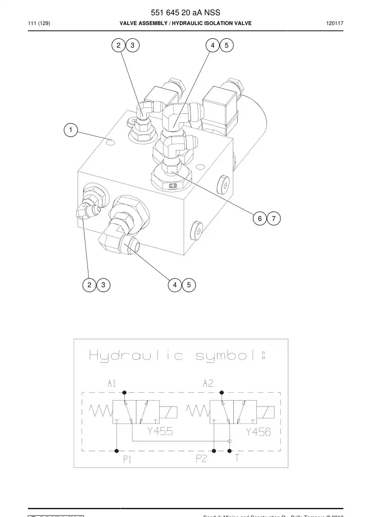55164520a 551 645 20a VALVE ASSEMBLY - Sandvik Technical Drawing