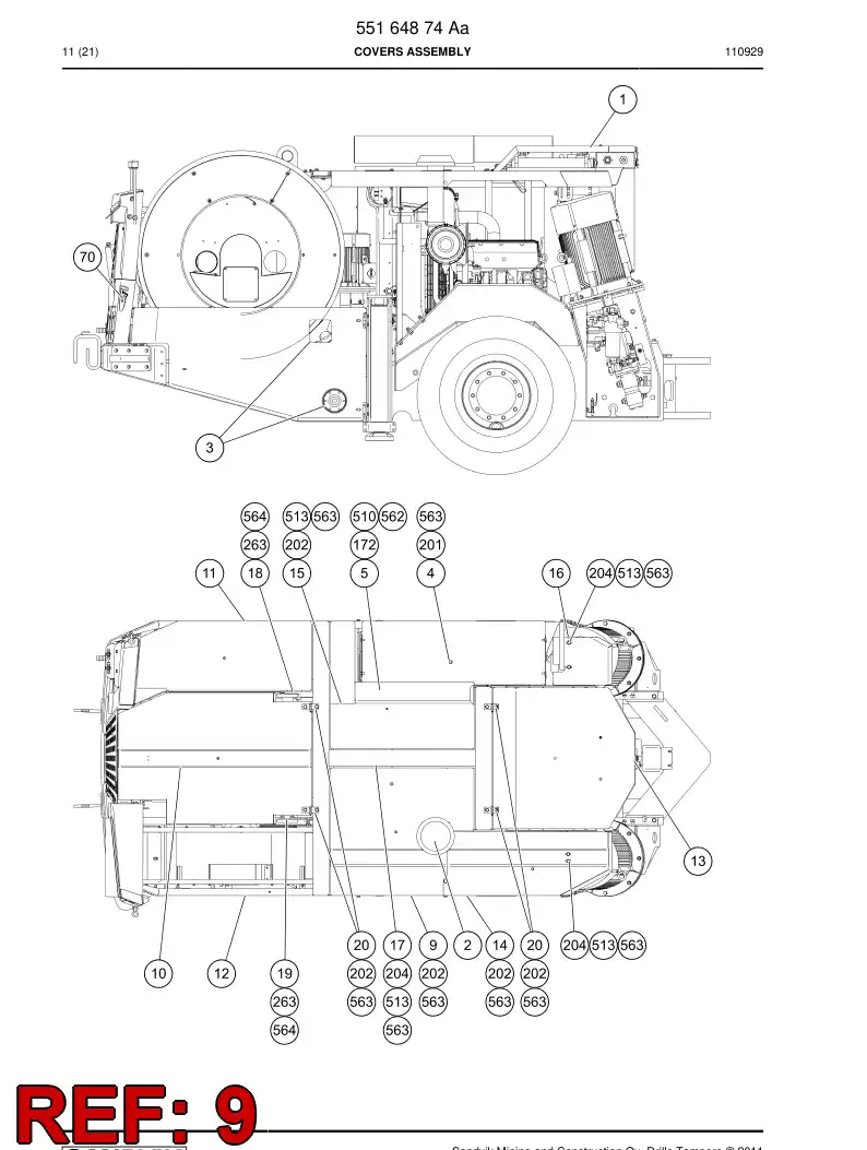 55164530 551 645 30 Cover plate - Sandvik Technical Drawing