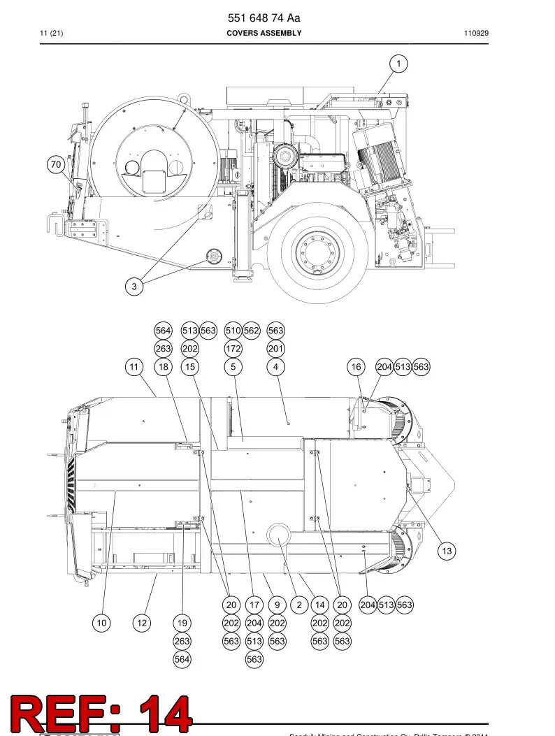 55164531 551 645 31 Cover plate - Sandvik Technical Drawing