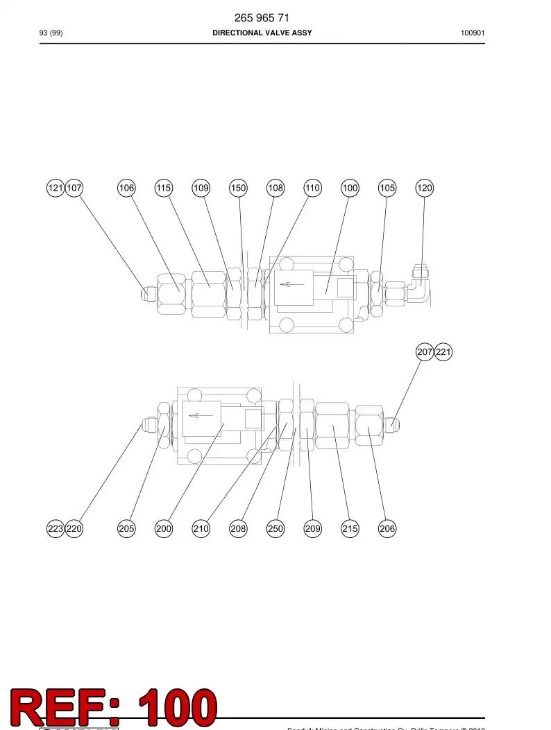 55164802 551 648 02 Directional valve - Sandvik Technical Drawing
