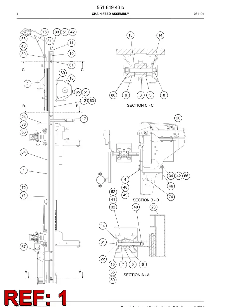 55164942a 551 649 42a FEED BEAM - Sandvik Technical Drawing