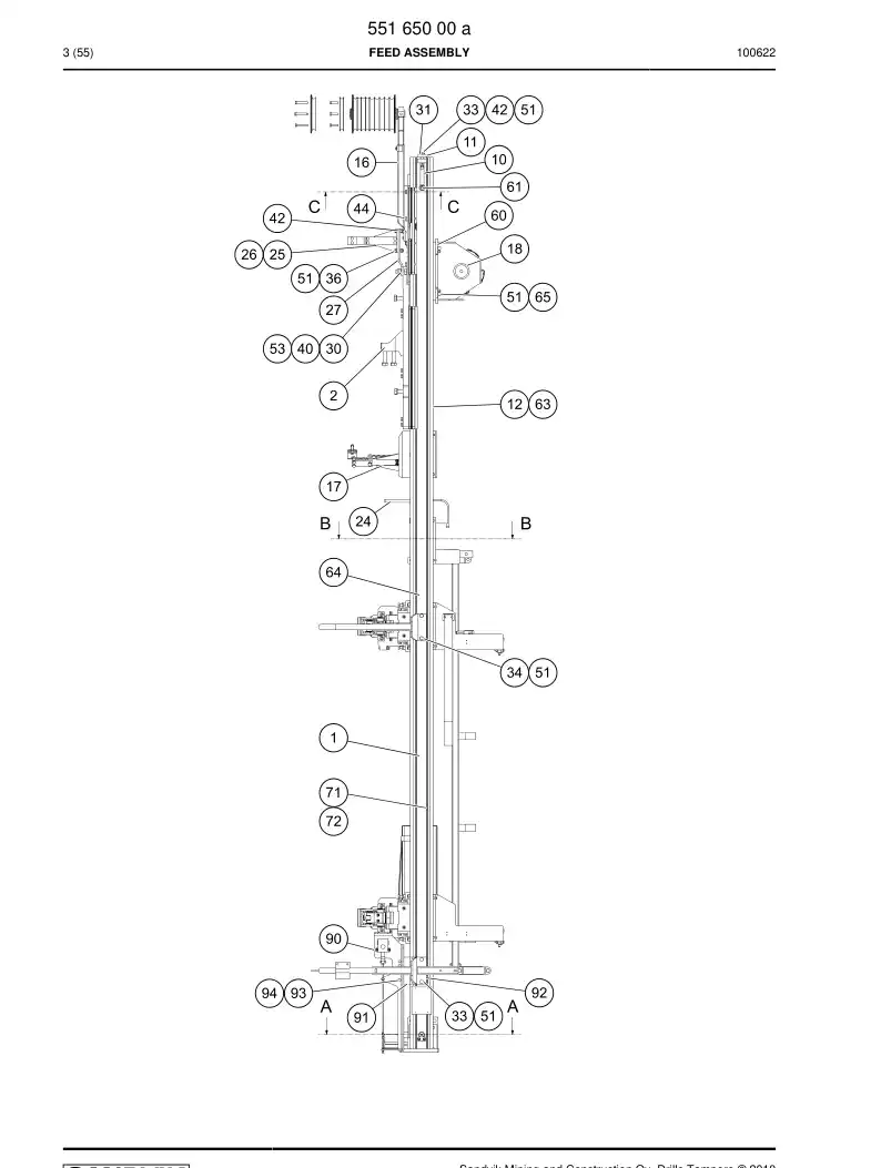 55165000a 551 650 00a FEED ASSEMBLY - Sandvik Technical Drawing