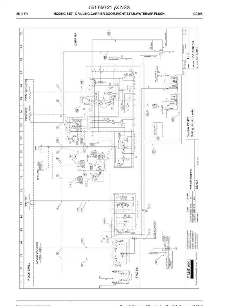 55165021y 551 650 21y Hosing Set - Sandvik Technical Drawing