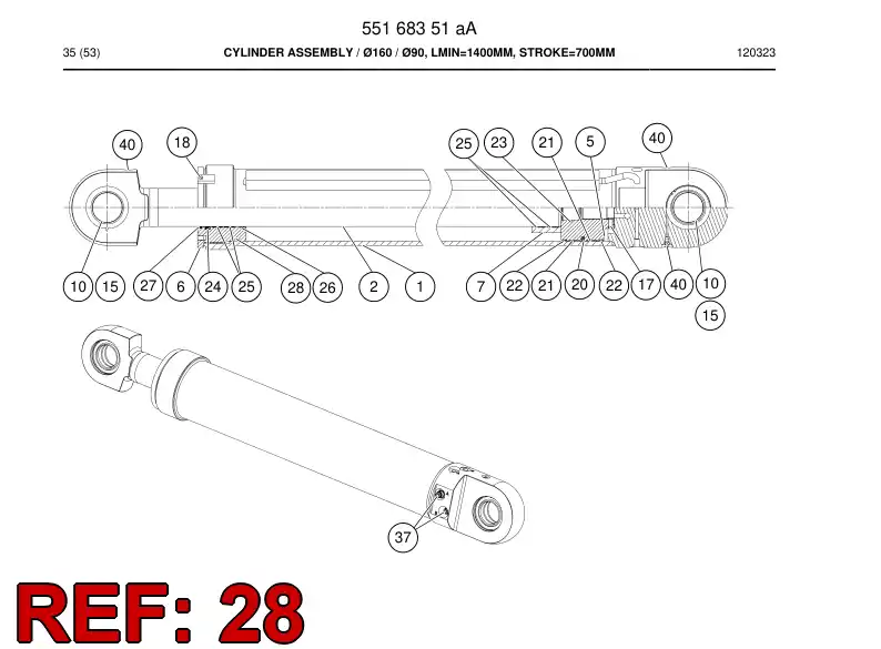 55165042 551 650 42 SEAL - Sandvik Technical Drawing