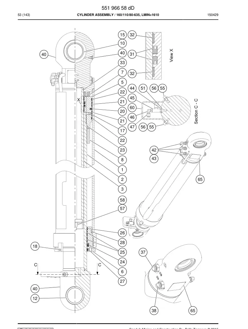 55165043 551 650 43 Seal Kit - Sandvik Technical Drawing
