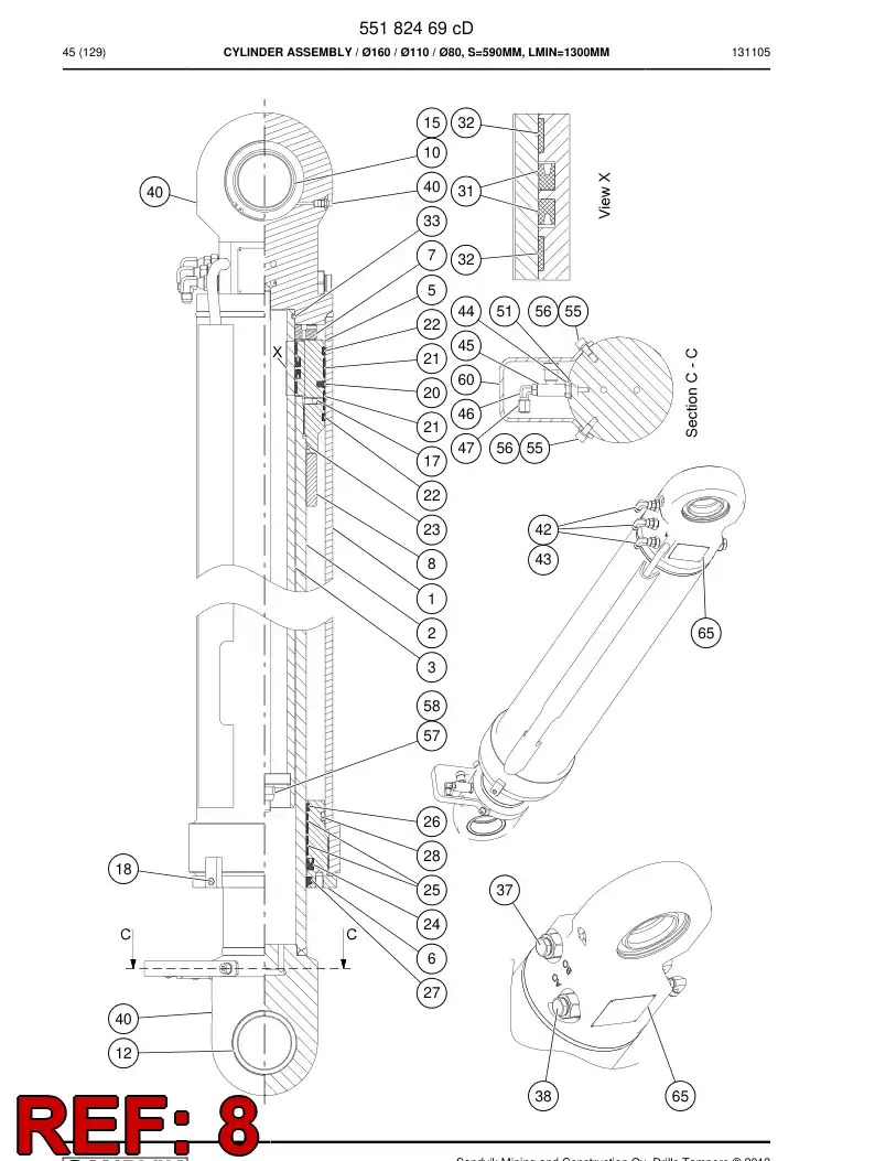 55165050e 551 650 50e Limit bushing - Sandvik Technical Drawing
