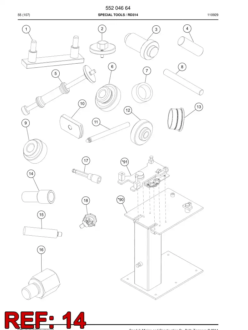 55165051 551 650 51 Punch - Sandvik Technical Drawing