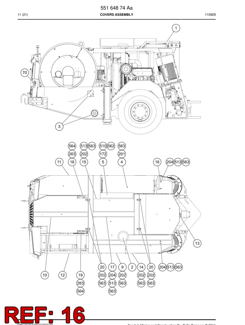 55165061 551 650 61 Cover plate - Sandvik Technical Drawing