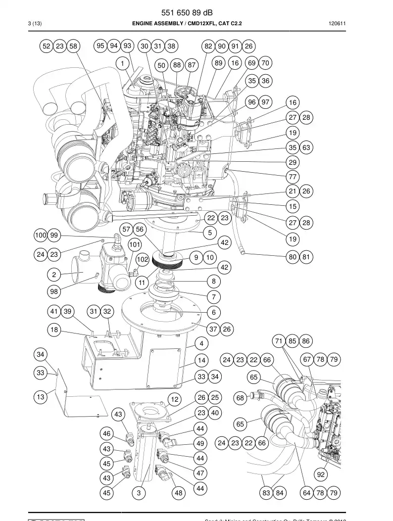 55165089d 551 650 89d Engine Assembly - Sandvik Technical Drawing