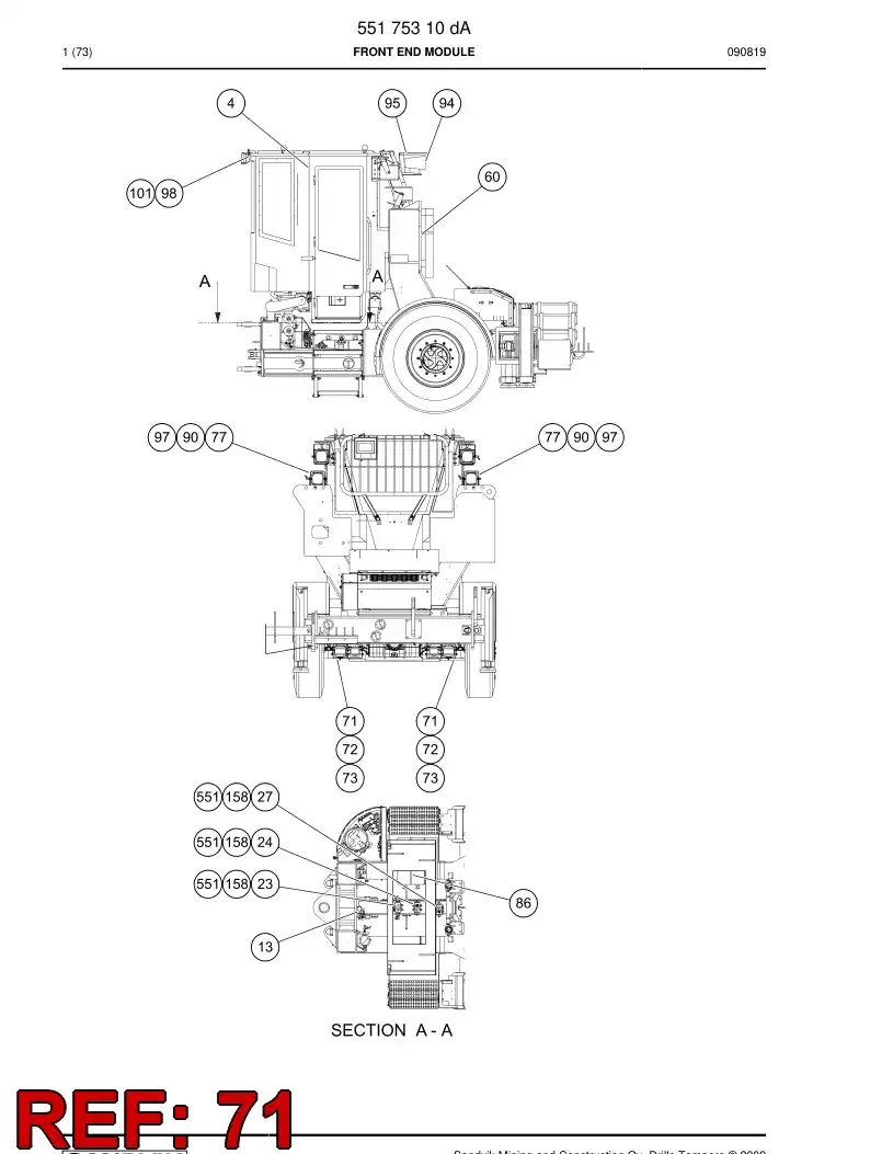 55165125 551 651 25 Light bracket - Sandvik Technical Drawing